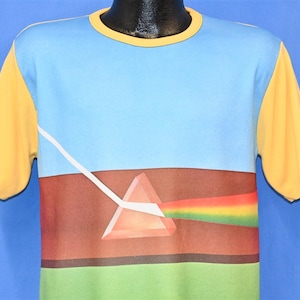 70s Pink Floyd Dark Side of the Moon Photo Print Poly Nylon Jersey t-shirt Medium