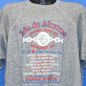 80s Isla De Alcatraz Island Inn Warden Resorts San Francisco Bay Short Sleeve Sweatshirt XXL