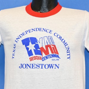 80s Texas Sesquicentennial Independence Community Jonestown 1986 Ringer t-shirt Small