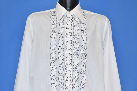 70s Arrow Tuxedo Shirt Men's Ruffled Shirt Formal