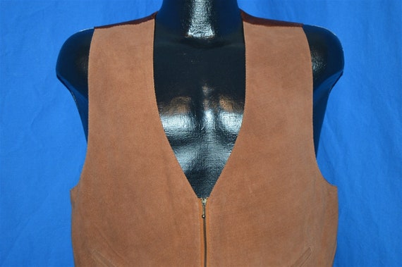 80s Suede Leather Vest Men's Size 38 - image 1