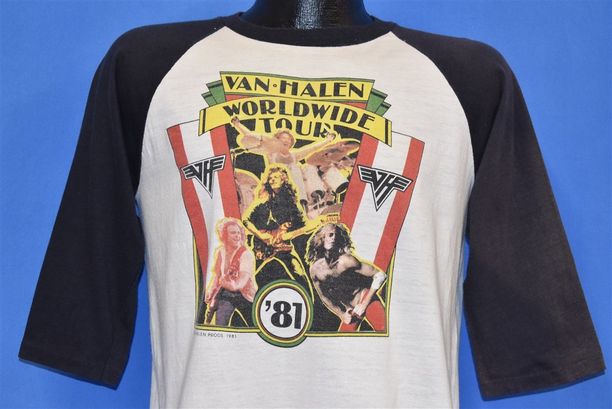 80s Van Halen Worldwide Tour 1981 Raglan Rock Metal Concert