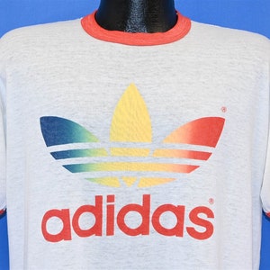 80s Adidas Rainbow Trefoil T-shirt 
