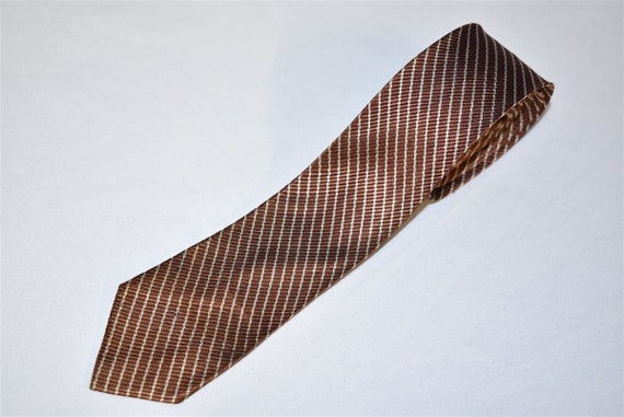 50s Brown White Striped Gimbels Super Skinny Rayon Necktie | Etsy