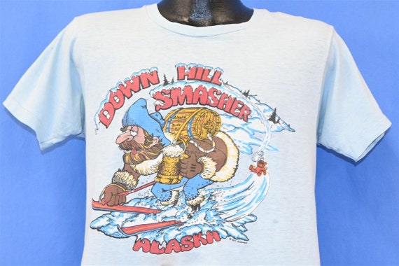 70s Downhill Smasher Ski Skiing Alaska Cartoon t-… - image 1