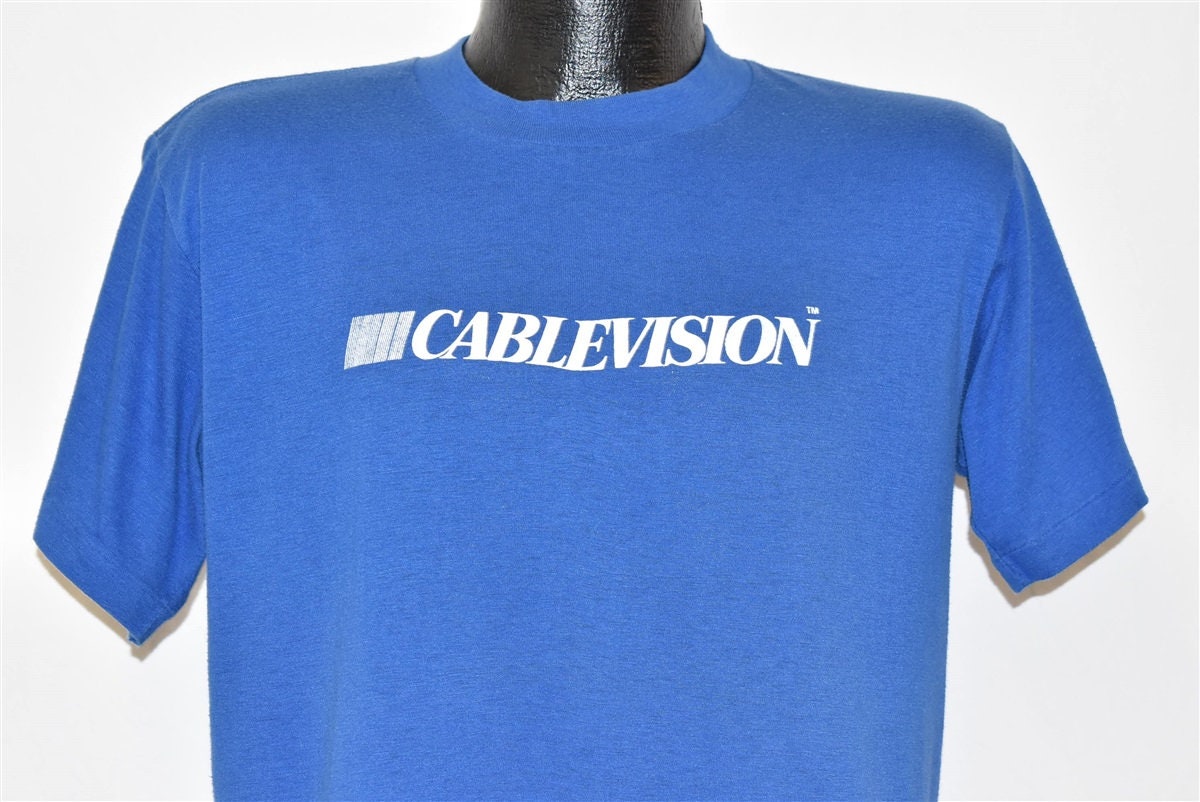 80s Cablevision Cable Television Company Logo Blue tshirt Etsy