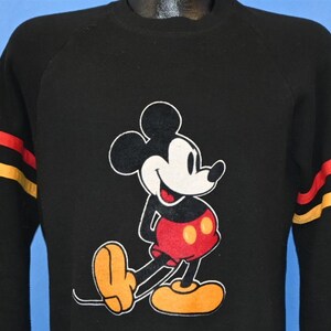 80s Mickey Mouse Walt Disney Flocked Patch Sweatshirt Medium