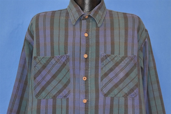 90s Big Mac Blue Purple Striped Flannel Workwear S