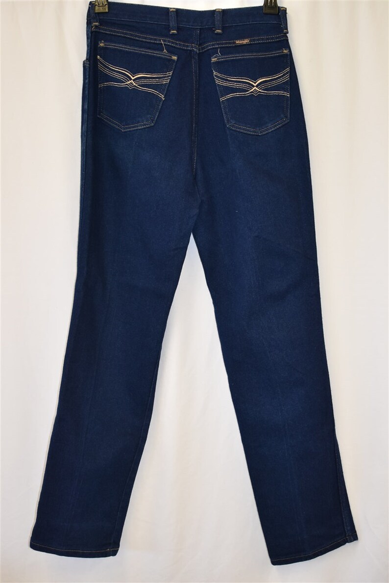 80s Wrangler Dark Denim Stretch Jeans Blue Pant Size 30 image 4