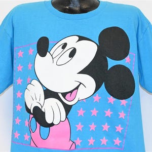 90s Mickey Mouse Walt Disney Blue Stars Animated Cartoon Blue t-shirt Extra Large
