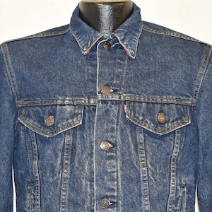 90s Levis Type 3 Trucker 70411 Plaid Lined Denim Jacket Small Vintage