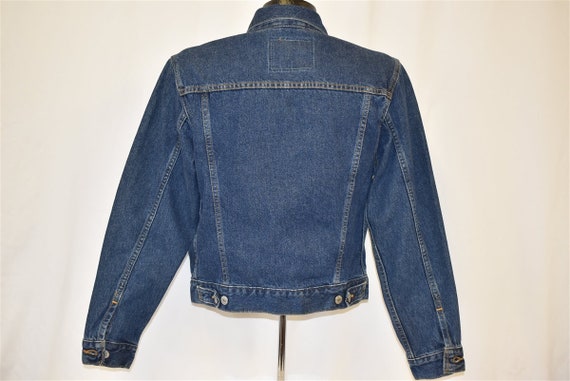 90s Levis Dark Wash Denim Type 3 Trucker Jacket S… - image 4