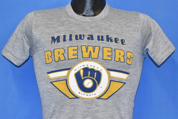 80s Milwaukee Brewers Glove Logo MLB Baseball Gray T-shirt -  Denmark