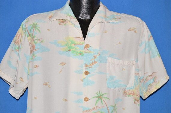 40s Aloha Hawaiian Surfing Rayon Loop Collar shirt