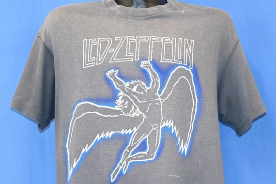 80s Led Zeppelin Swan Song Records Icarus Logo Faded Rock Band T 