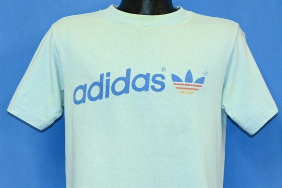 70s Adidas Trefoil Spellout Logo Light Blue T-shirt Medium | Etsy