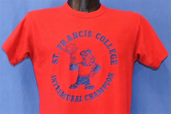 Vintage Brooklyn Graphic Tee Russell Athletic Cotton T Shirt Orange Size  Medium 