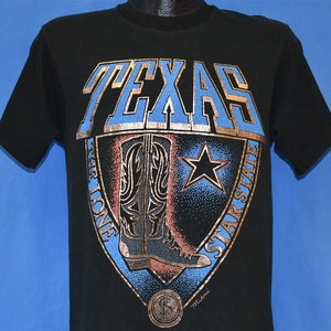 90s Texas Lone Star State Cowboy Boot Tourist Travel t-shirt Medium