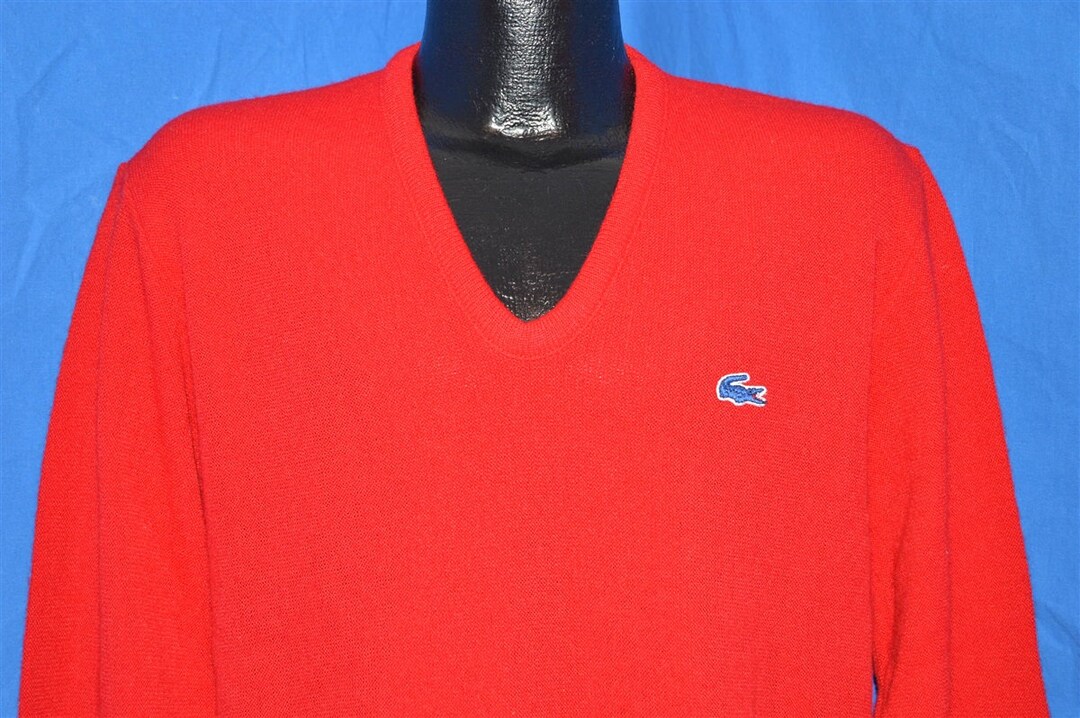 80s Izod Lacoster Alligator Red Vintage V-neck Pullover - Etsy