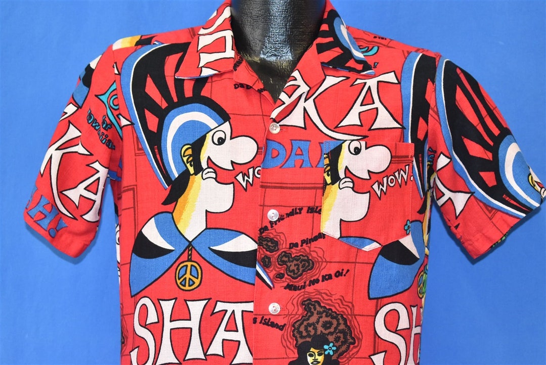 70s Maluna Sha'ka Bruddah Pidgin Aloha Hawaiian Shirt Small - Etsy