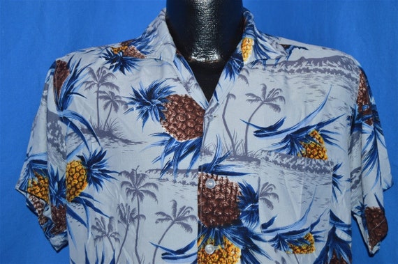 50s Sears Pineapple Rayon Aloha Hawaiian Shirt Med