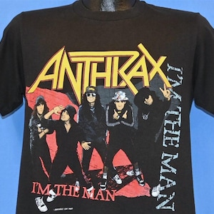 80s Anthrax Thrash Metal Band I&#39;m the Man Double Sided Lyrics t-shirt Medium