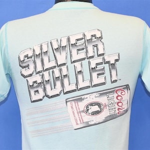 80s Coors Light Silver Bullet Beer Brewery Colorado Henley t-shirt Small
