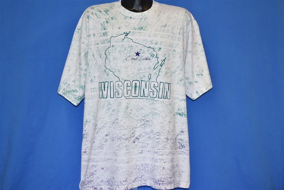 90s Camp Luther Wisconsin Three Lakes Sponge Paint tshirt XXL Etsy