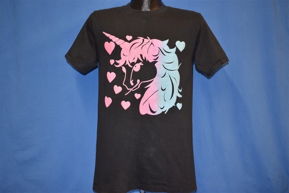 80s Unicorn Love Hearts Puffy Paint t-shirt Medium - image 2