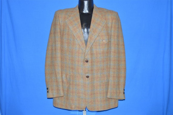 60s Brown Plaid Wool Square Button Sport Coat Sui… - image 3