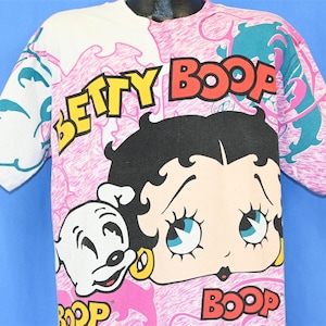 90s Betty Boop Pudgy Dog Fleischer Cartoon All Over Print t-shirt Large