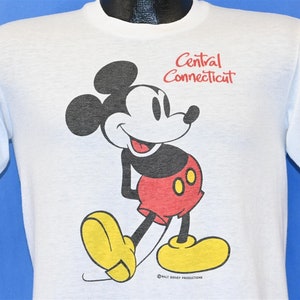 80s Walt Disney Mickey Mouse Central Connecticut White Cartoon t-shirt Small