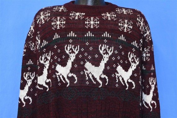 90s Reindeer Snowflake Christmas Ski Crewneck Pul… - image 1