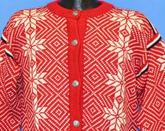 80s L.L.Bean USA製 Wool×Alpaca D’s Vintage 80s LL Bean Alpaca Wool Snowflake Cardigan - Women's Large