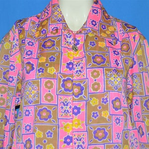 70s Flower Zip-Up Light Weight Women&#39;s Jacket Extra Large
