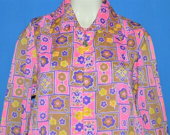 70s Flower Zip-Up Light Weight Women's Jacket Extra Large