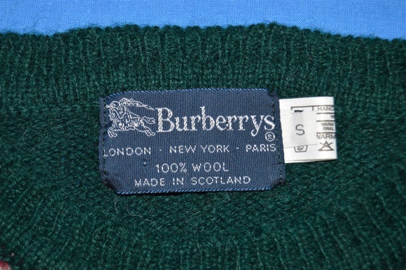 80s Burberrys Argyle Wool Sweater Small - image 3