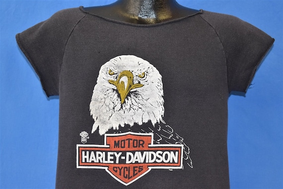 80s Harley Davidson Short Sleeve Sweatshirt Small