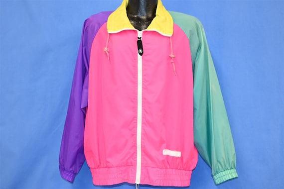 90s Ocean Pacific OP Pink Neon Colorblock Drawstr… - image 2