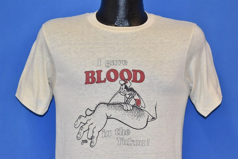 80s I Gave Blood In the Yukon Mosquito Funny Alaska Tourist t-shirt Small