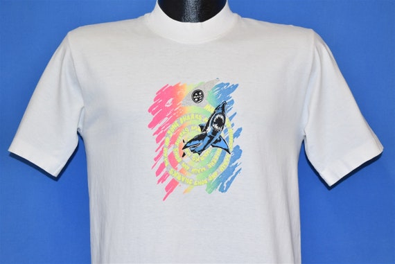 90s Maui and Sons Shark Surf Neon Rainbow Glitter… - image 2