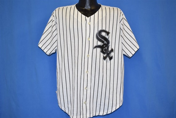 80s Chicago White Sox Pinstripe Button Rawlings Baseball Jersey T-Shirt XXL