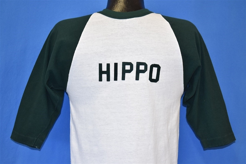 70s Dartmouth College Hippo Raglan Green White Jersey t-shirt Small