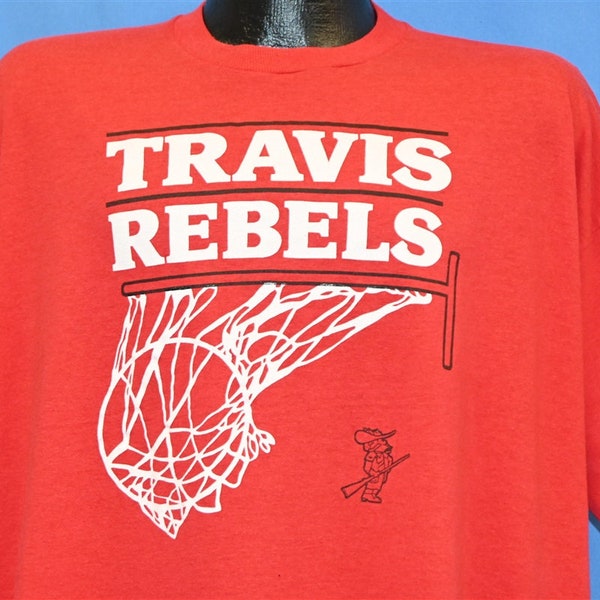 80s Travis Rebels Austin Texas High School Basketball t-shirt XXL