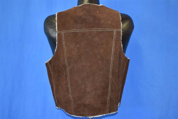 70s Genuine Leather Brown Suede Sherpa Lined Snap… - image 3