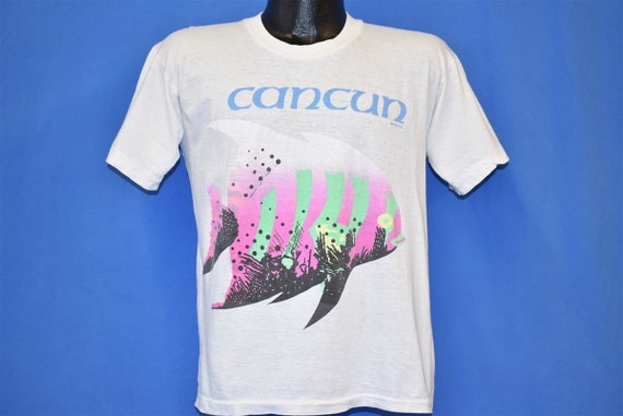 80s Cancun Mexico Butterflyfish Tropical Neon t-s… - image 2