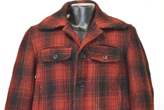 30s Profile Carter Churchill Red Black Wool Mackinaw Coat Jacket Large Etsy Canada