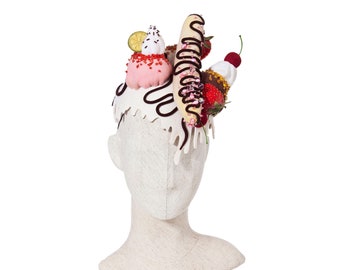 sunday ice cream fascinator, banana split hat