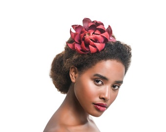 waterlily fascinator, red flower headband