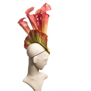 Tall Red and Green Fascinator, Pitcher Plant Headpiece image 3